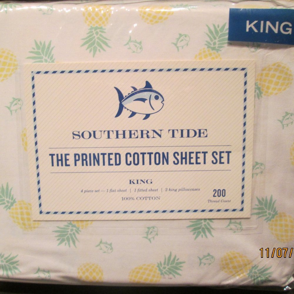 Southern Tide Pineapple Party King Size Sheet Set